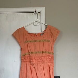Anthropologie Orange Dress with Gold Accents